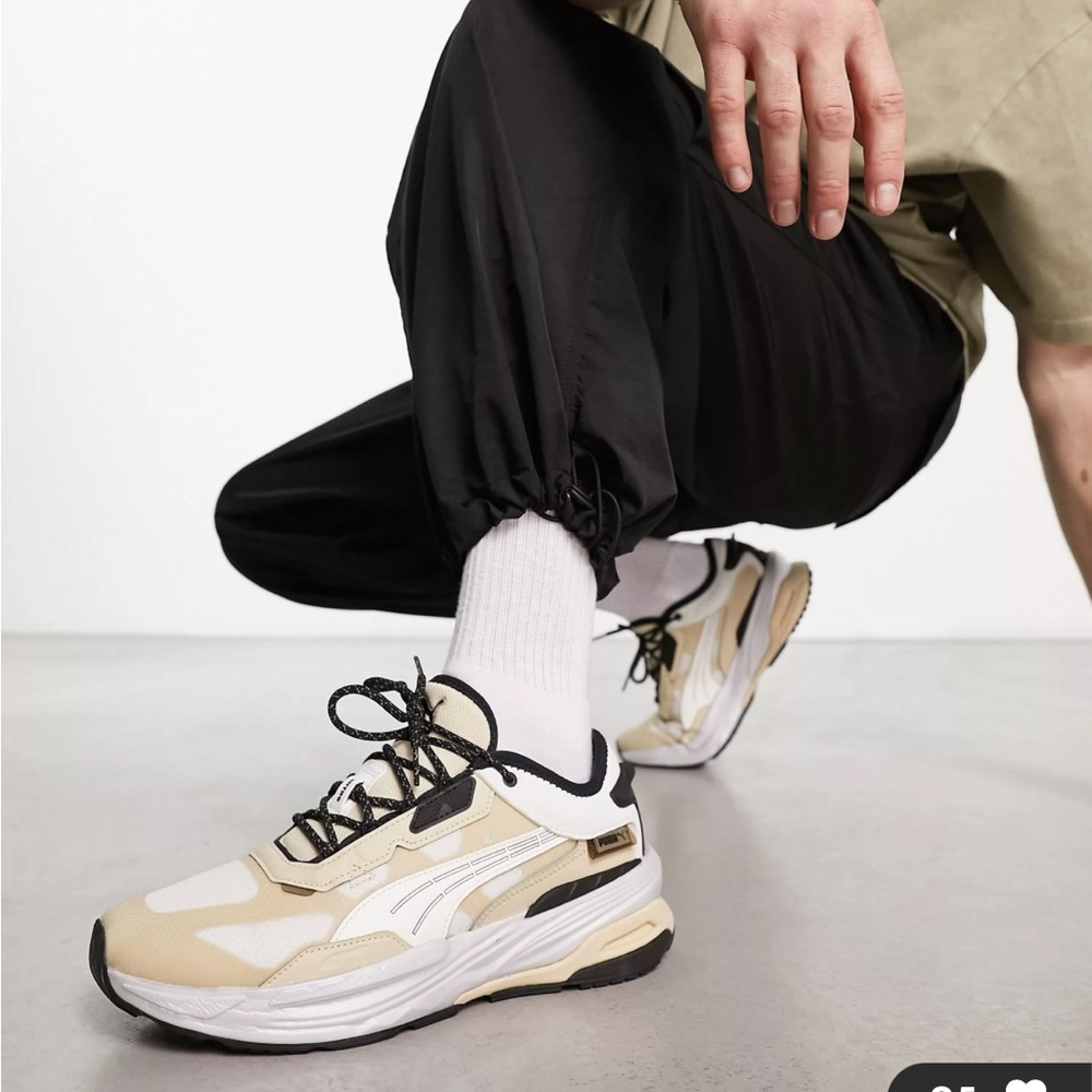 NEW Puma Extent Nitro Concrete Jungle sneakers in beige with black detail US 10